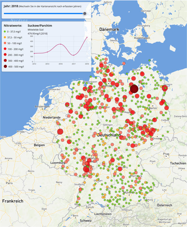 Karte der Grundwassermessstellen in Deutschland